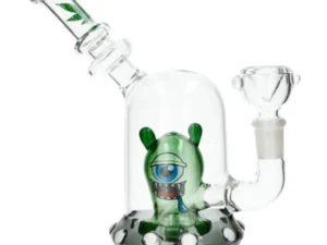 Glass Bong - Green Alien Bubbler (17cm)