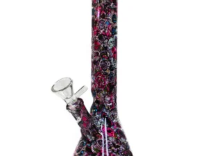 Glass Bong - Mexican Flower Skull (26cm)